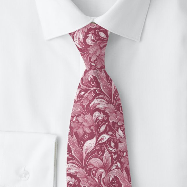Dusty Wine Botanical Batik Tie (Creator Uploaded)