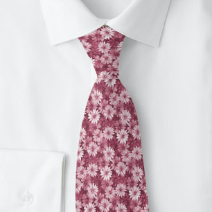 Dusty Wine Daisies Tie