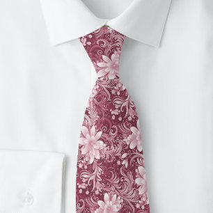 Dusty Wine Floral Batik Tie