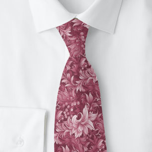 Dusty Wine Ornate Botanical Tie