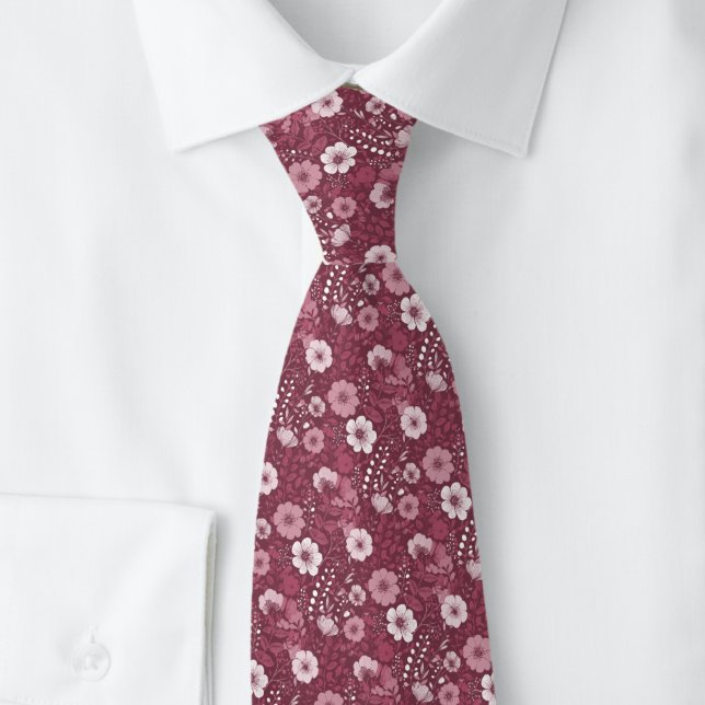 Dusty Wine Pansies Tie (Creator Uploaded)