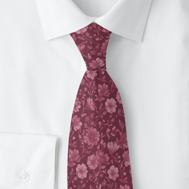 Dusty Wine Wildflowers Tie (Creator Uploaded)