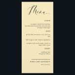 Dusty Yellow, Calligraphy Wedding / Reception Menu<br><div class="desc">Elegant yellow wedding or dinner reception Menu card. Contemporary, simple and elegant design with beautiful modern hand written calligraphy. Front and back background colour in yellow tone. Ability to change both front and / or back background colour by selecting "customise further". Design available in a variety of colour choices. Part...</div>