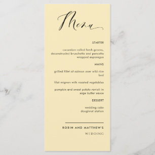 Dusty Yellow, Calligraphy Wedding / Reception Menu