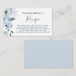 DustyBlue Floral Bridal Shower Recipe Card Request