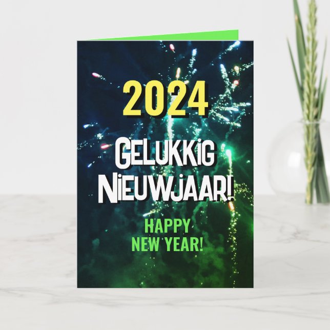Dutch 2024 Happy New Year | Send Text Download  Holiday Card (Front)