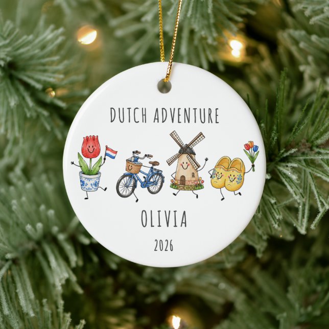 Dutch Adventure Personalised Netherlands  Ceramic Tree Decoration (Tree)