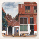 Dutch Alley, Johannes Vermeer Square Paper Coaster<br><div class="desc">Johannes Vermeer (October 1632 – December 1675), in original Dutch Jan Vermeer van Delft, was a Dutch Baroque Period painter who specialised in domestic interior scenes of middle class life. During his lifetime, he was a moderately successful provincial genre painter, recognised in Delft and The Hague. Nonetheless, he produced relatively...</div>