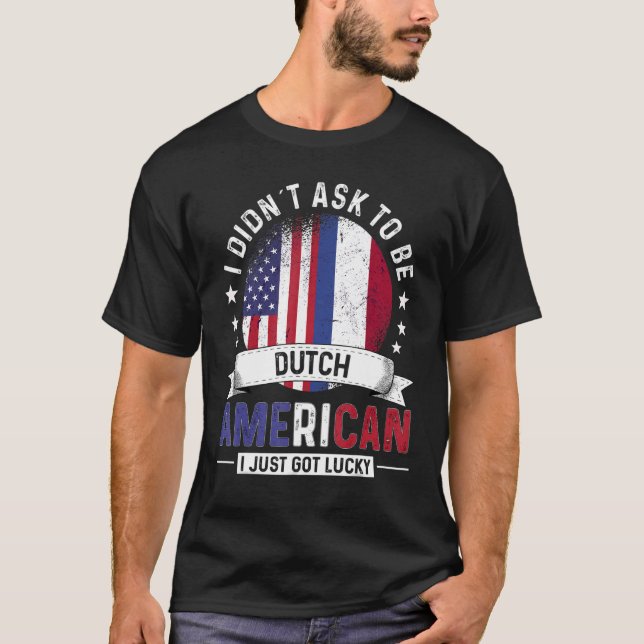 Dutch American Countries Flags Pride Netherlands F T-Shirt (Front)