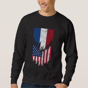 Dutch American Flags Ripped Torn Netherlands Sweatshirt