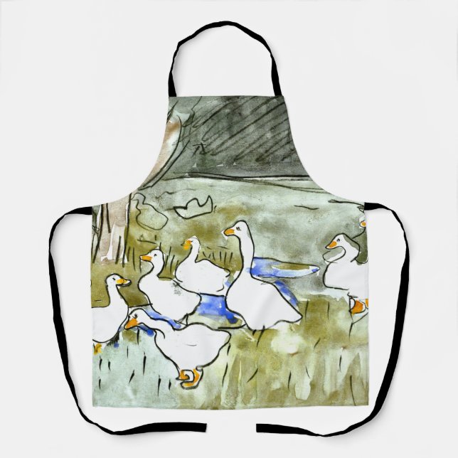 Dutch Art Nouveau Ducks and Geese Apron (Front)