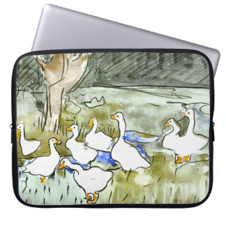 Dutch Art Nouveau Ducks and Geese Laptop Sleeve