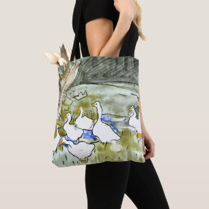 Dutch Art Nouveau Ducks and Geese Tote Bag