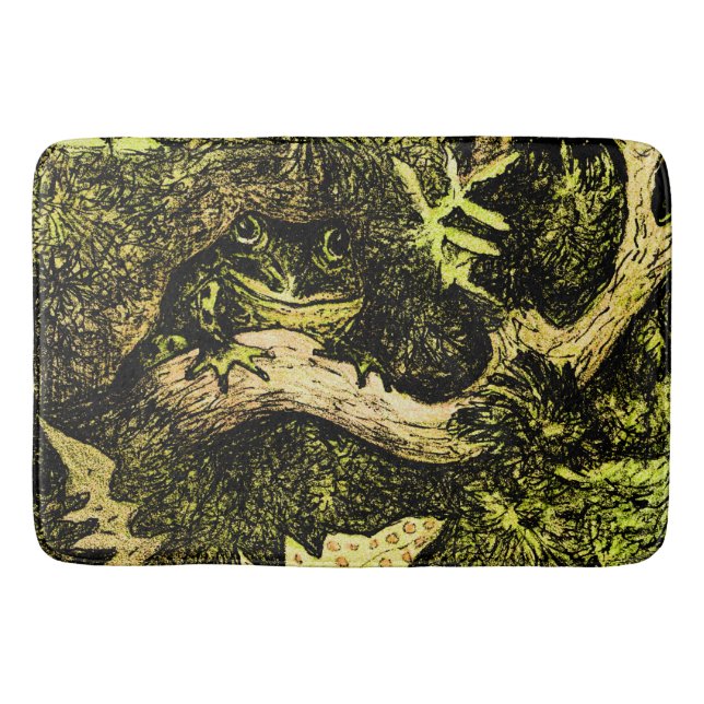 Dutch Art Nouveau Frog in Tree Bath Mat (Front)