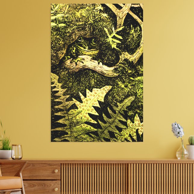 Dutch Art Nouveau Frog in Tree Canvas Print (Insitu(LivingRoom))