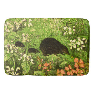 Dutch Art Nouveau Hedgehog and Babies Bath Mat