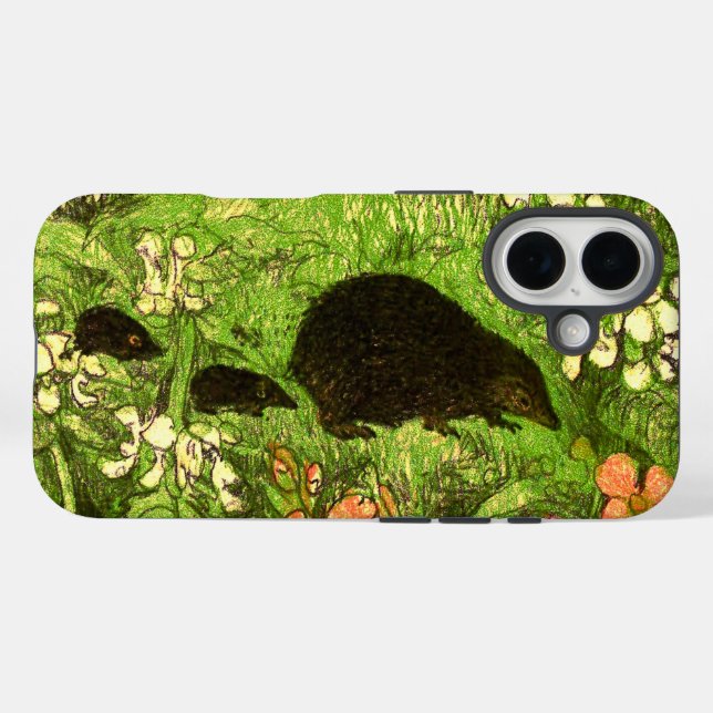 Dutch Art Nouveau Hedgehog and Babies Case-Mate iPhone Case (Back (Horizontal))