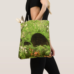 Dutch Art Nouveau Hedgehog and Babies Tote Bag