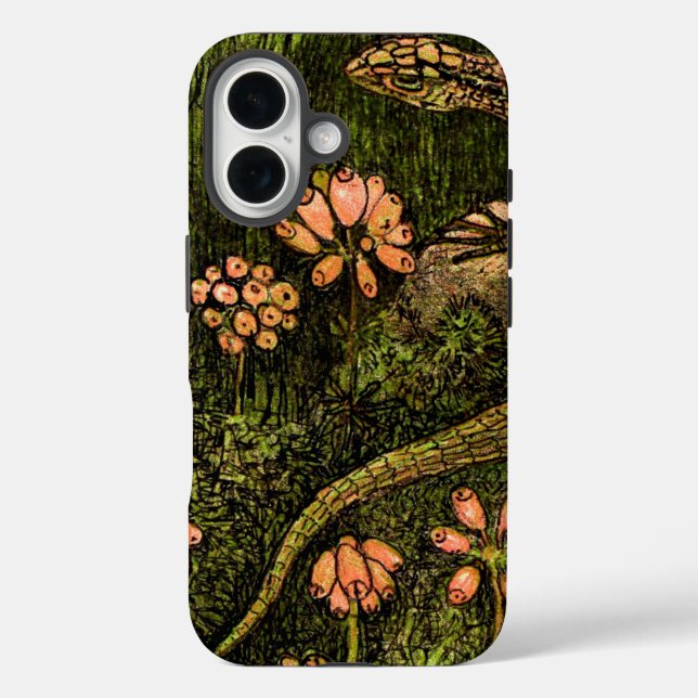 Dutch Art Nouveau Lizard and Wildflowers Case-Mate iPhone Case (Back)