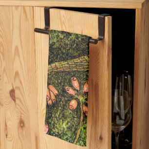 Dutch Art Nouveau Lizard and Wildflowers Tea Towel