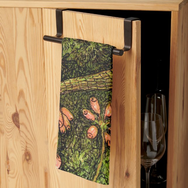 Dutch Art Nouveau Lizard and Wildflowers Tea Towel (Thirds Fold)