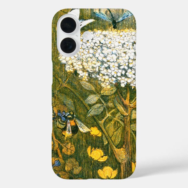 Dutch Art Nouveau Meadow Wildflowers, Butterflies Case-Mate iPhone Case (Back)