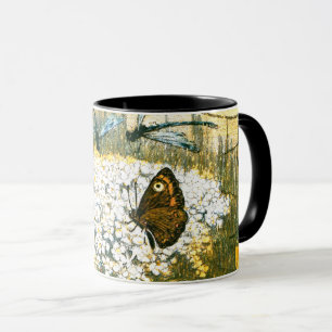 Dutch Art Nouveau Meadow Wildflowers, Butterflies Mug