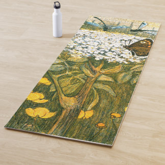 Dutch Art Nouveau Meadow Wildflowers, Butterflies Yoga Mat