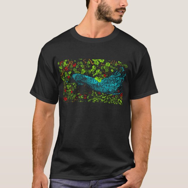 Dutch Art Nouveau Peacock and Butterfly  T-Shirt (Front)