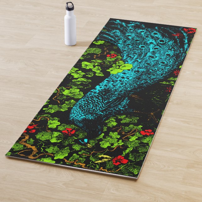 Dutch Art Nouveau Peacock and Butterfly  Yoga Mat (In Situ)