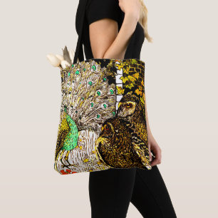 Dutch Art Nouveau Peacock and Owls Tote Bag