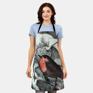Dutch Art Nouveau Robin Bird in Winter Apron