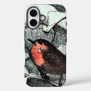 Dutch Art Nouveau Robin Bird in Winter iPhone 16 Case