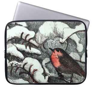 Dutch Art Nouveau Robin Bird in Winter Laptop Sleeve