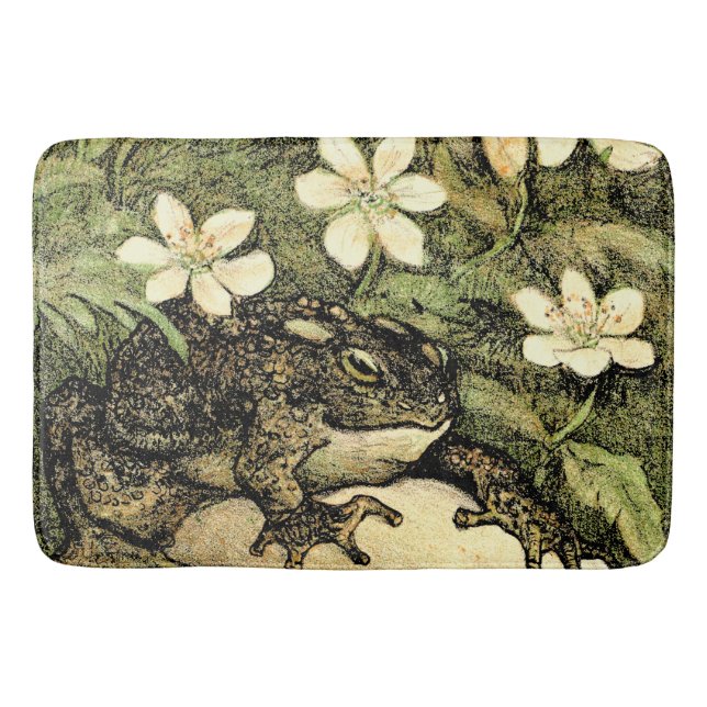 Dutch Art Nouveau Toad and Dogwood  Bath Mat (Front)
