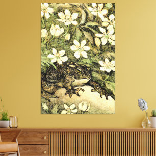 Dutch Art Nouveau Toad and Dogwood  Canvas Print