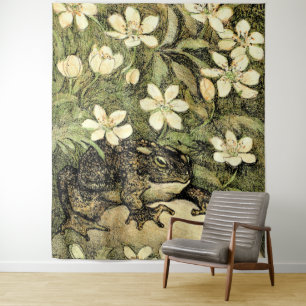 Dutch Art Nouveau Toad and Dogwood  Tapestry