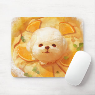 Dutch Baby Pancake with Cute Dog Ice Cream Mouse Mat
