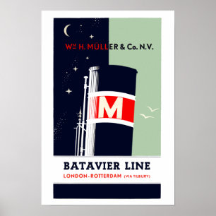 Dutch Batavier shipping line Holland England Poster