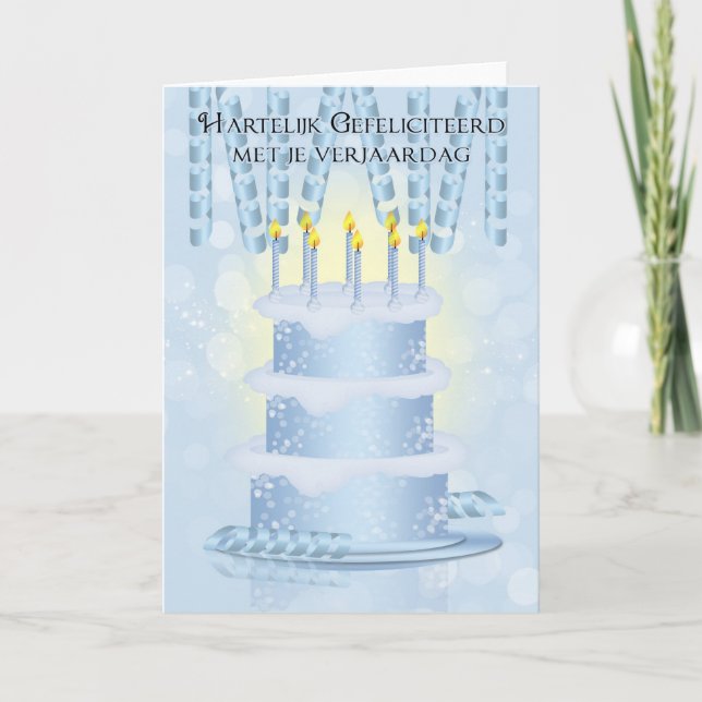 Dutch Birthday Cake And Candles Card (Front)