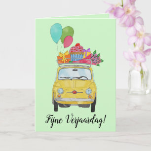 Dutch Birthday Retro Fiat 500 Card