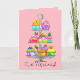 Dutch Birthday Watercolor cupcakes  Card