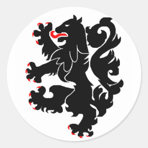 Dutch Black Lion Classic Round Sticker