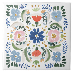 Dutch Blue Floral Cottage Tile