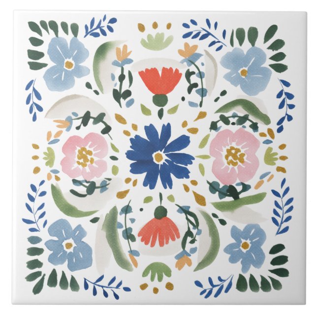 Dutch Blue Floral Cottage Tile (Front)