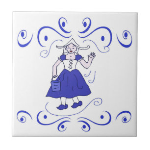Dutch Blue Milk Maid Tile
