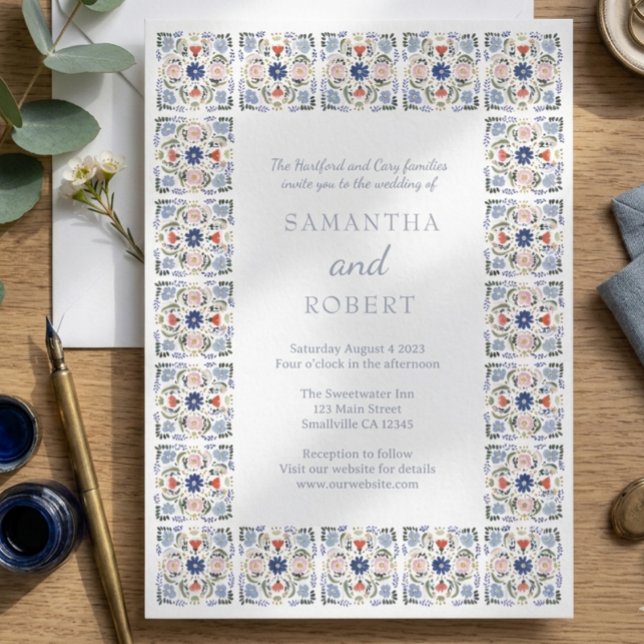 Dutch Blue Tile Wedding Invitation (Creator Uploaded)