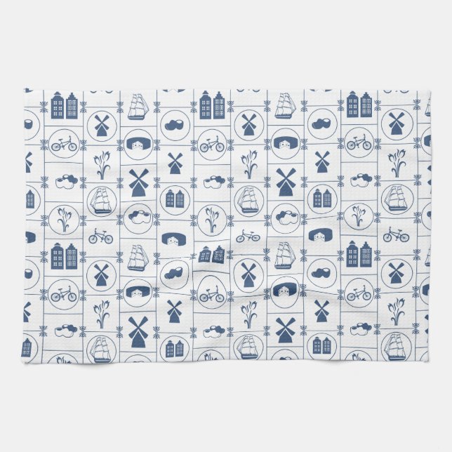 Dutch Blue tiles Tea Towel (Horizontal)