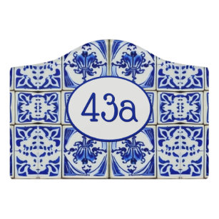 Dutch Blue Tiles - Vintage European - Room Number Door Sign