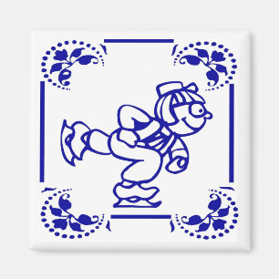 Dutch Boy Ice Skating Magnet